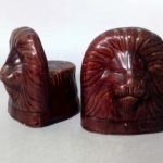 Pair of Pottery Window Sash Supports, in the form of lions